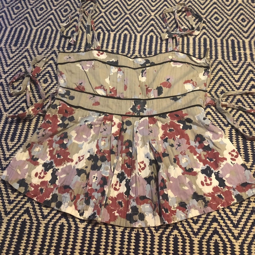 Floral Pleated Top with Straps